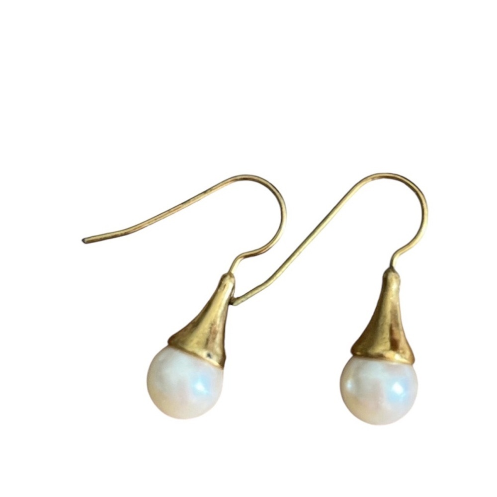 Gold tone Faux Pearl Drop Earrings